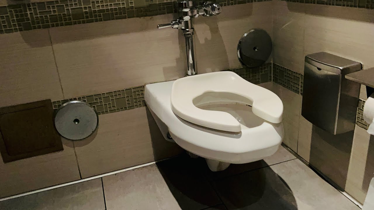 Women’s Kohler Kingston Toilet Flush, Olsonite 95 Seat, XLerator Hand Dryer | Yardhouse, Pasadena CA