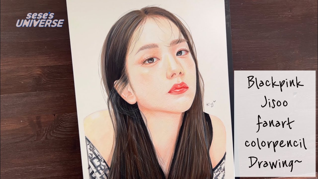 블랙핑크 지수 팬아트 색연필화 / Blackpink Jisoo fanart colorpencil drawing