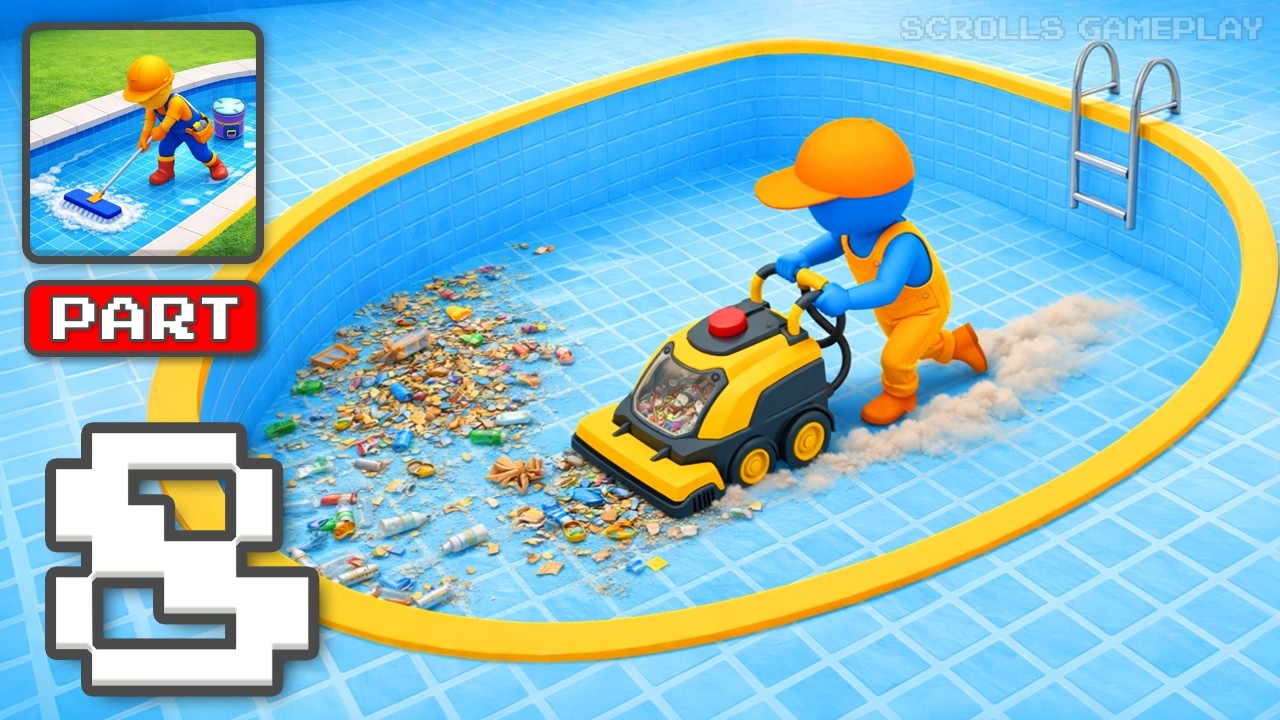 Pool Cleaning Game Simulator - Gameplay Walkthrough Part 8 - Restore The Pool Shine (iOS, Android)