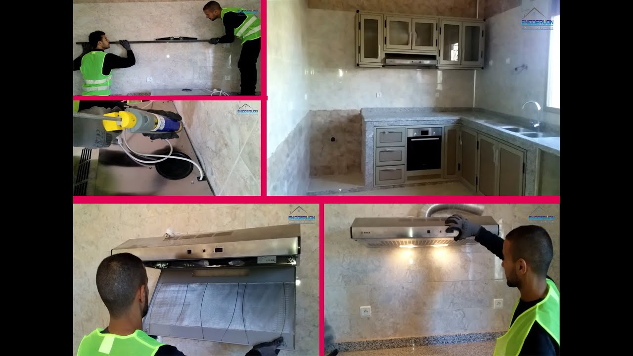 electricite batiment : Installer une hotte sur un meuble de cuisine / تركيب لهوت داخل المطبخ
