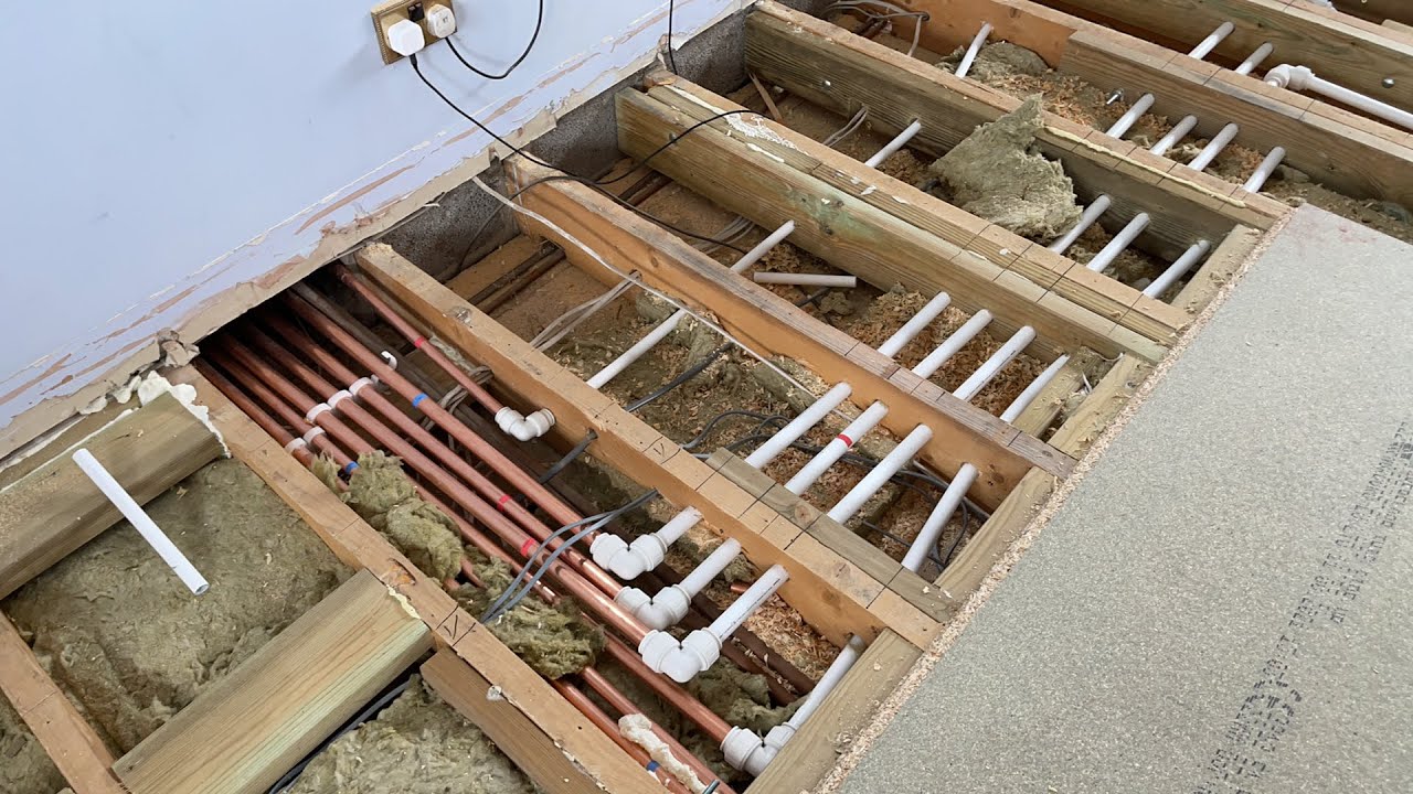 First fix plumbing and squeaky chipboard flooring