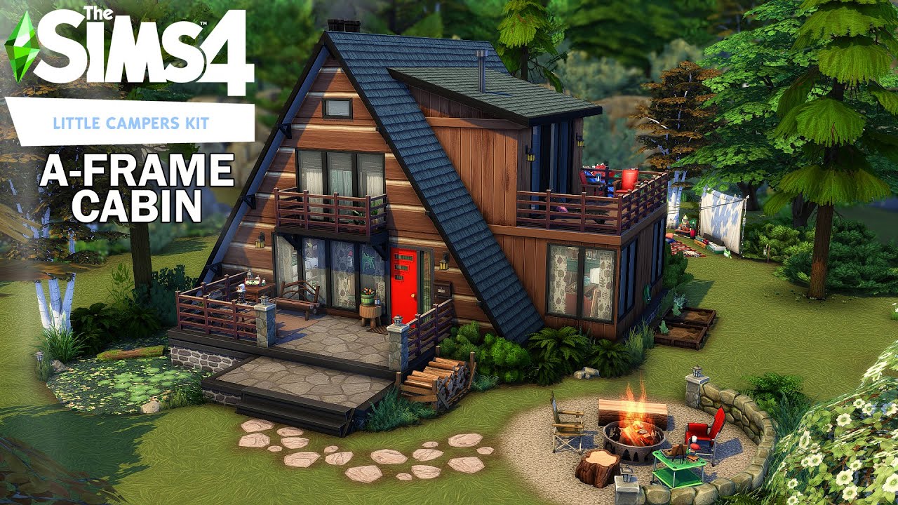 🌲LITTLE CAMPERS A-FRAME CABIN 🏕// Sims 4 Speed Build // NoCC