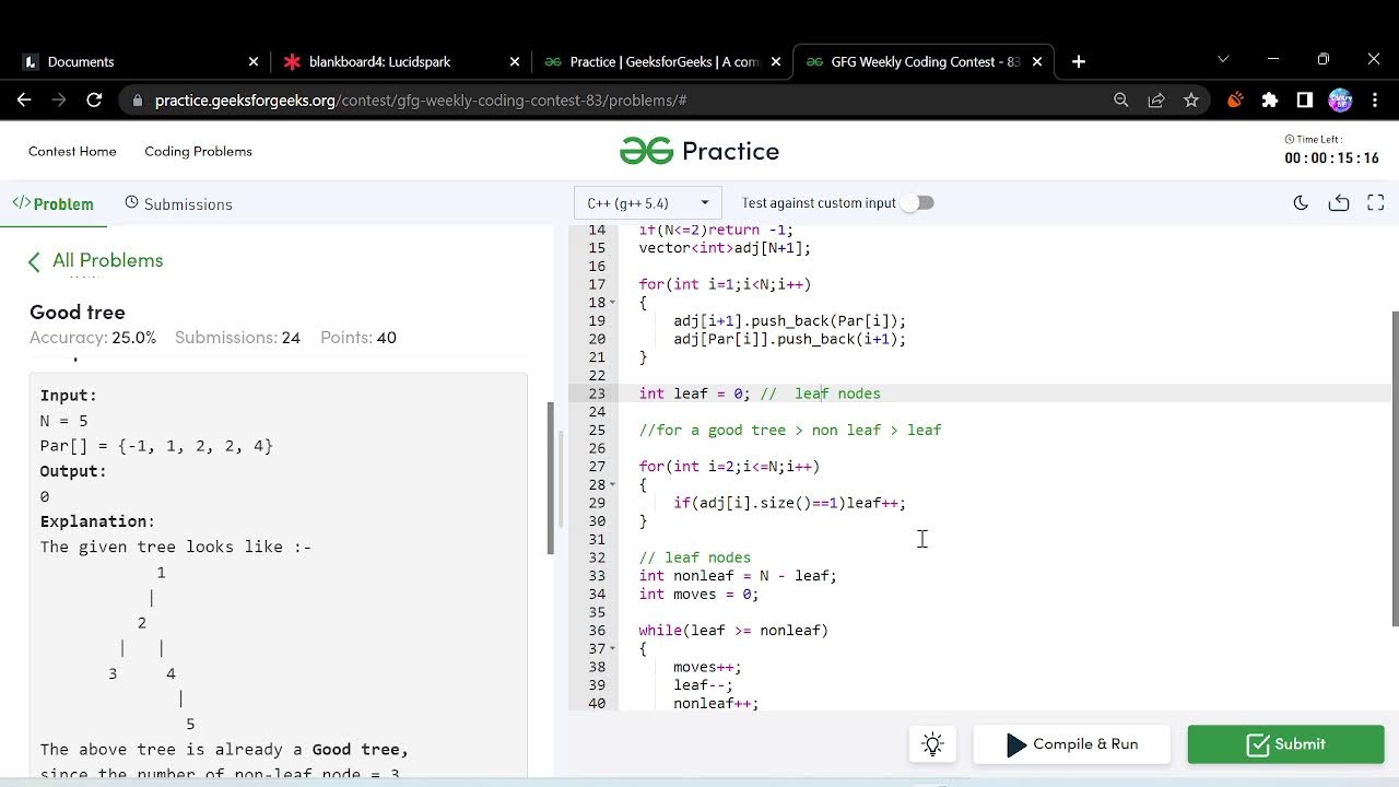 GeeksforGeeks weekly coding contest | Live Solution