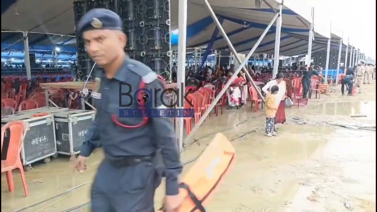 Silchar Venue Ahead of PM Modi's Visit, Damaged by Rain, Crowd Enthusiastic Inside 
