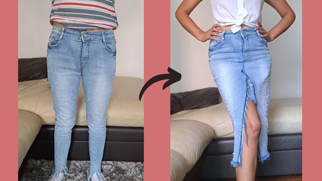 👖✂  CONVIERTE tu JEAN en FALDA 💲 Recicla jean viejos