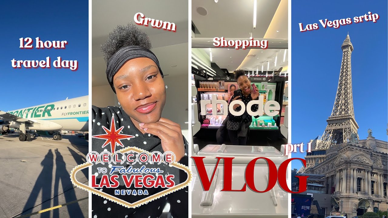 VEGAS VLOG prt 1❤️✨| Travel day, grwm, shopping, walking around, Las Vegas strip🪩