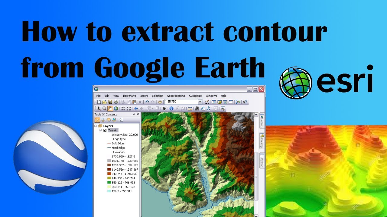 How to extract CONTOUR LINES   Google Earth to ArcGis _ create contour map