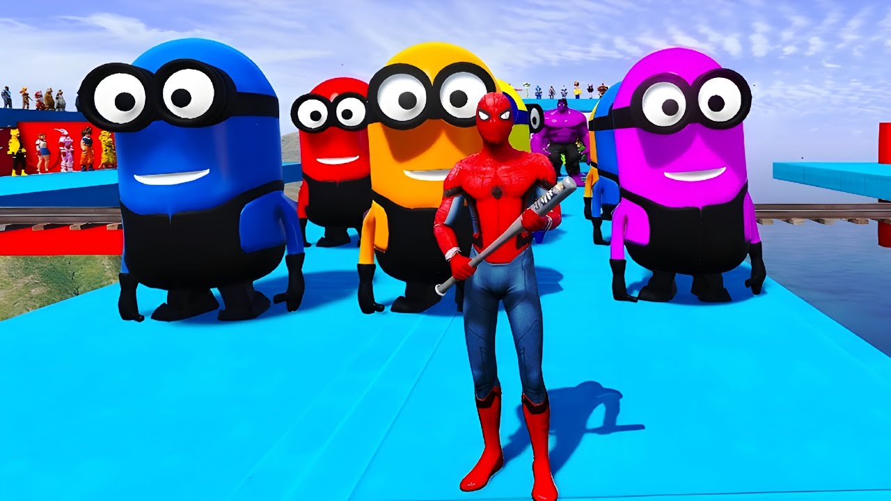 GTA V Funny Ragdoll Moments – Spiderman vs Blue Minion Epic Episode.#2