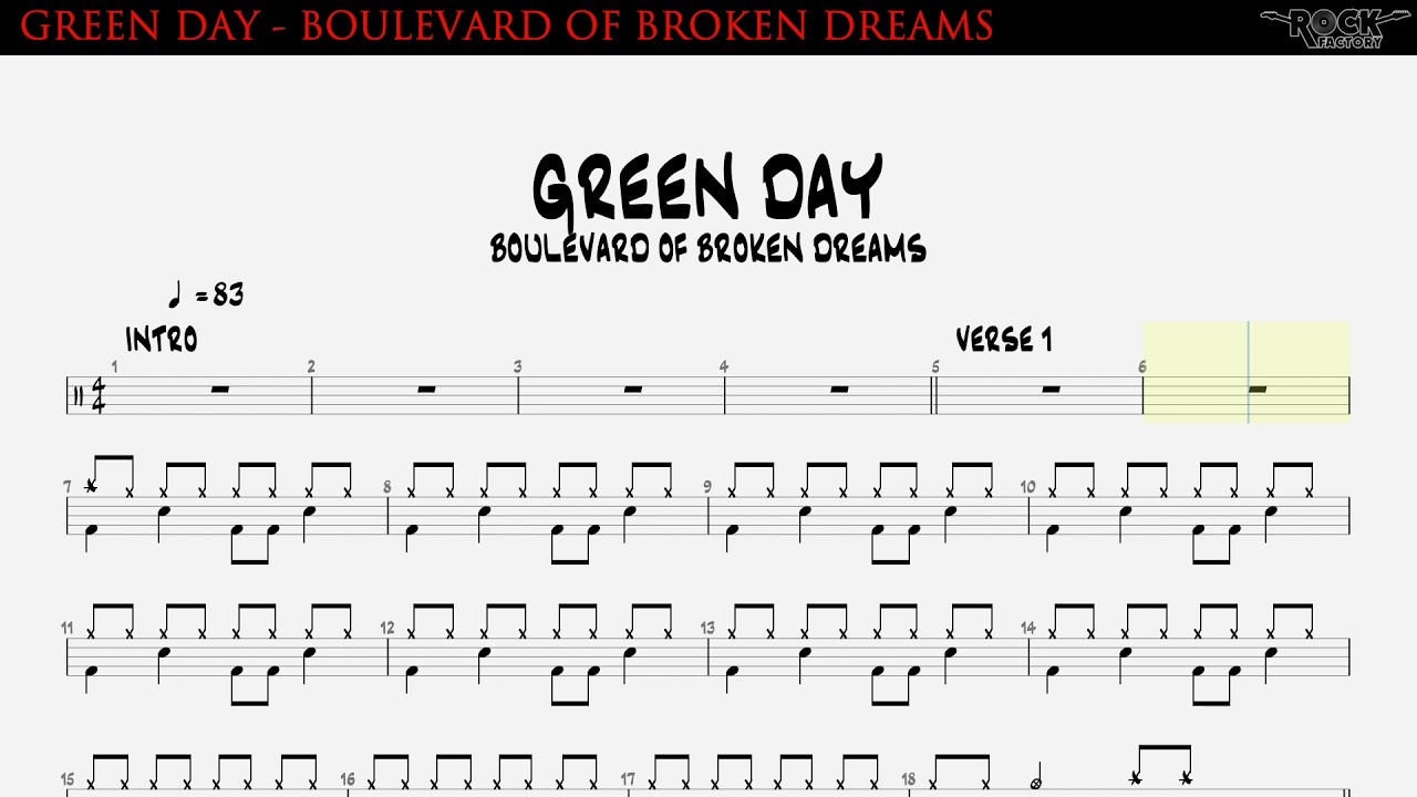 GREEN DAY - Boulevard of broken dreams [DRUMLESS BACKING TRACK + TAB]