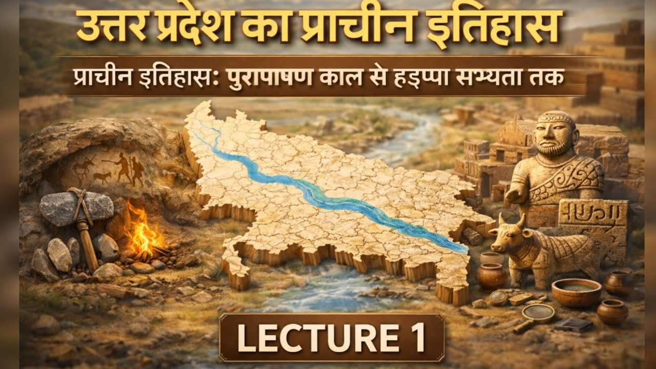 उत्तर प्रदेश का प्राचीन इतिहास|पुरापाषाण काल से हड़प्पा सभ्यता तक | Lecture-1 UPPCS Mains GS Paper-5