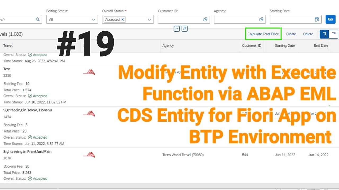 Modify Entity with Execute Function using ABAP EML for Fiori App behavior definition on BTP Cloud.