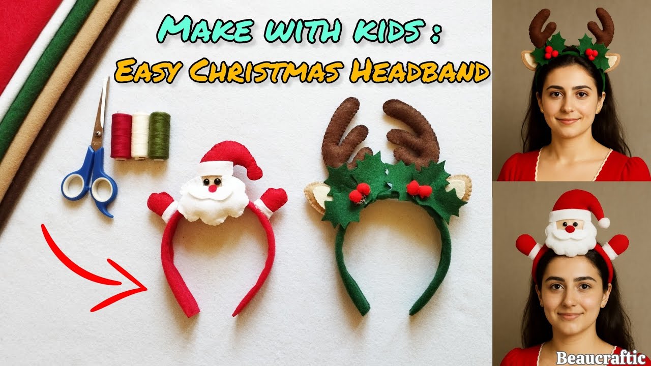 DIY Christmas Headband 🎄 Easy Christmas craft ideas ☃️ ساخت کاردستی کریسمس تل سر تم کریسمس 