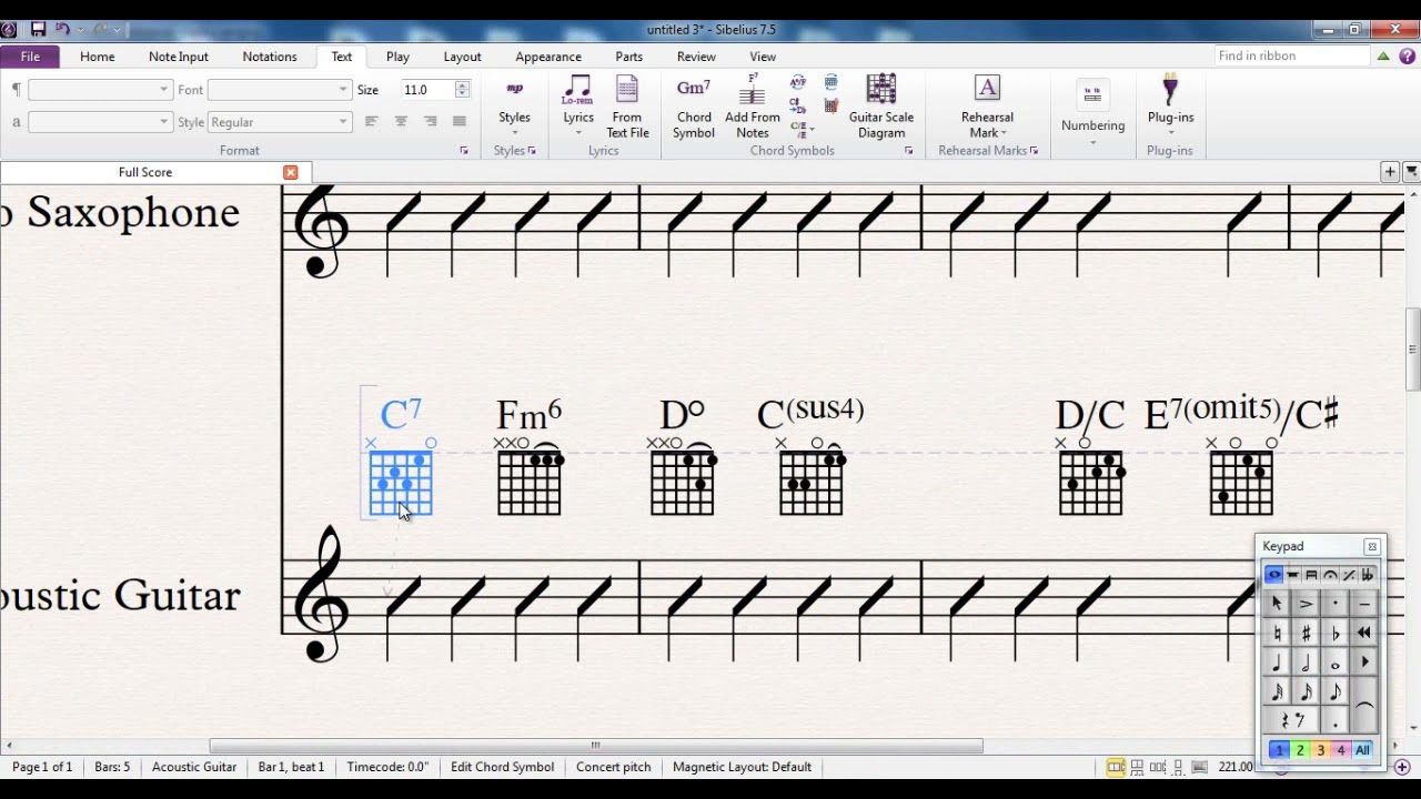 Sibelius 7.5 Tutorial Series - Using Chord Symbols