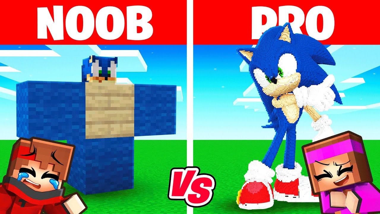 Tricher avec SONIC en Build Battle NOOB VS PRO sur Minecraft !