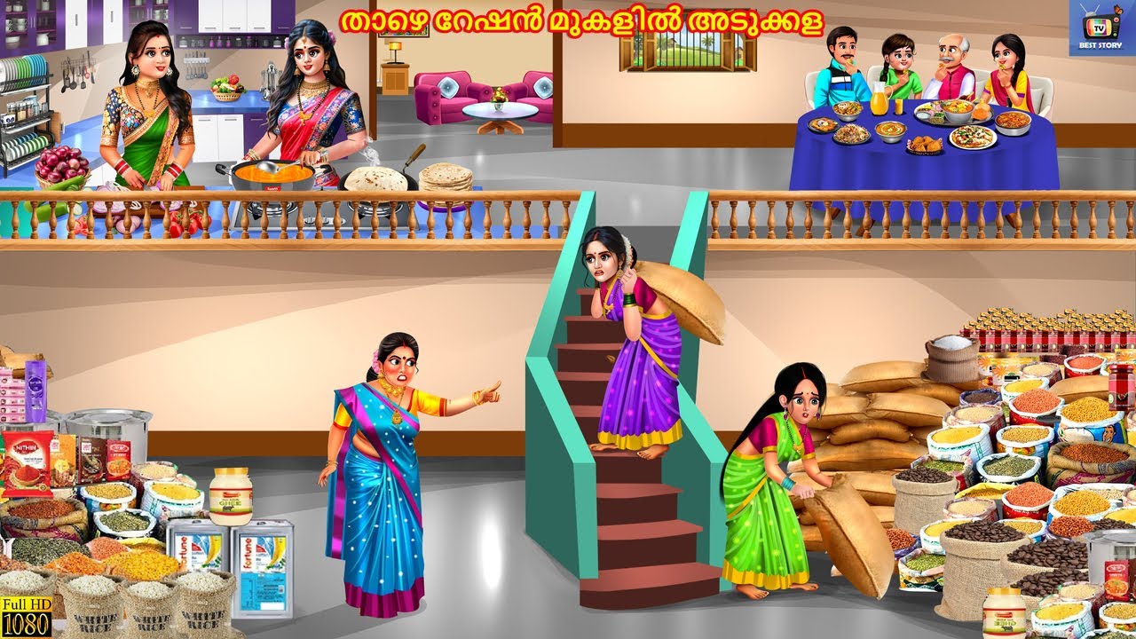 Thaazhe ration mukalil adukkala | Malayalam Stories | Malayalam Moral Story | Malayalam  Cartoon