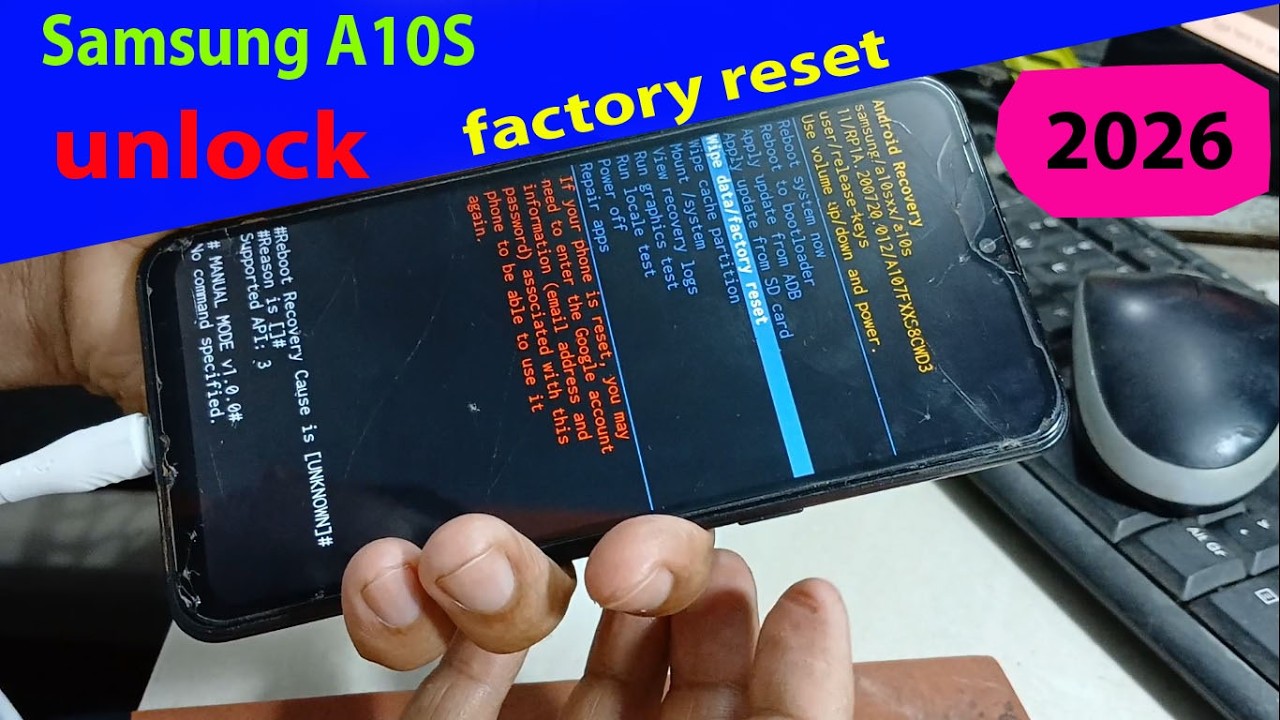 Samsung A10S pattern pin unlock and factory reset 2026.