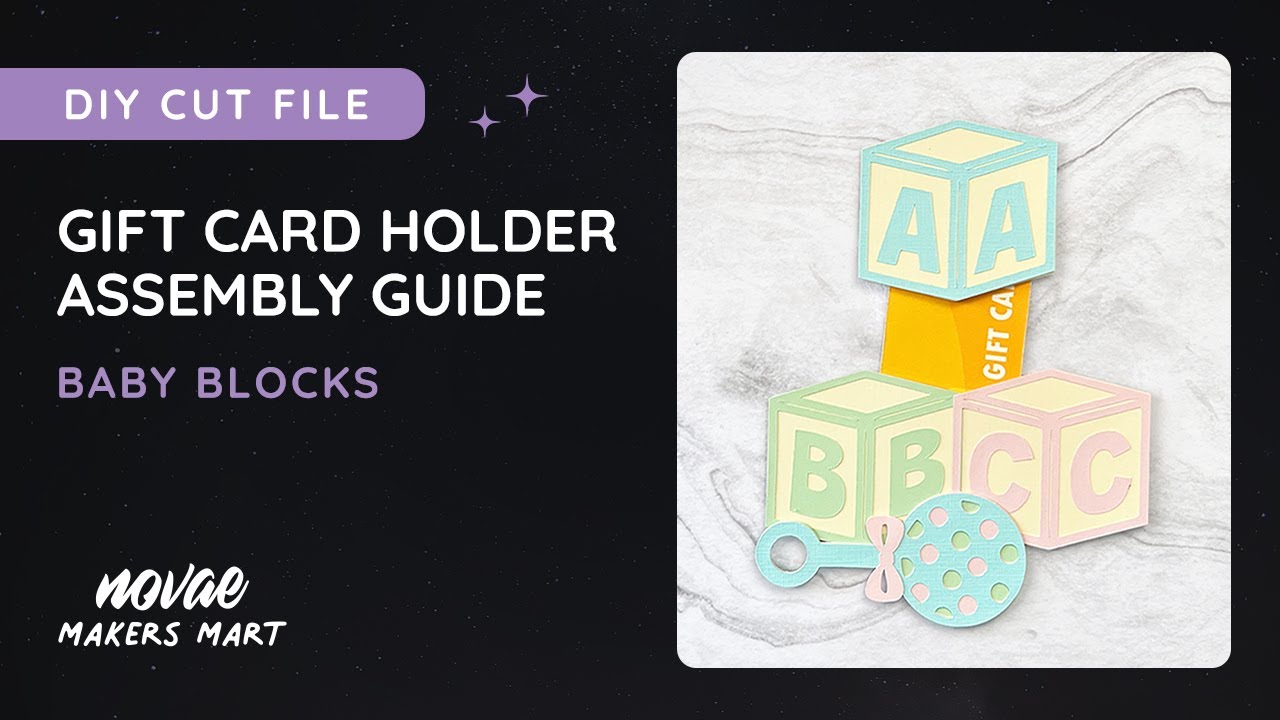 Baby Blocks Gift Card Holder SVG Cut File | DIY Cute Baby Shower Prize Gift Card Holder SVG Template