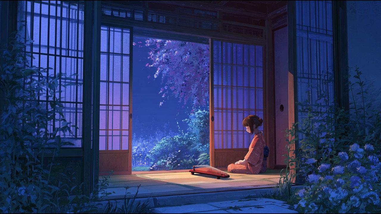 New Japanese Ambient Music - 6 hours of music for deep sleep and a night of cherry blossom storms