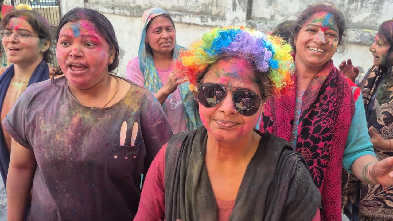 Holi celebration in our coloney badrishpuram meerut