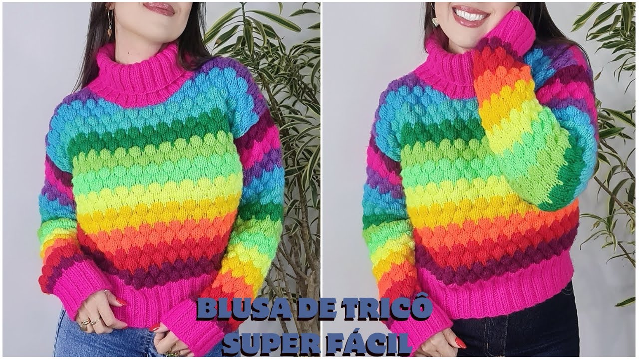 Blusa de Tricô SUPER FÁCIL |  Sem Costura  | Fio Mollet