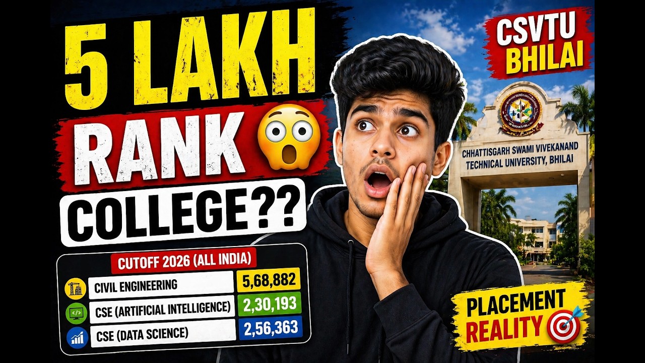 CSVTU Bhilai Cutoff 😳 | 5 Lakh Rank College + Placement Reality