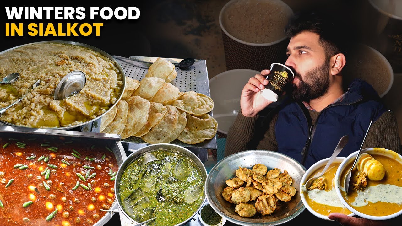 CRAZY WINTER'S FOOD IN SIALKOT 2024 | Halwa Puri, Bong Paye | Baba Baloch Pakoray | Daal Chawal