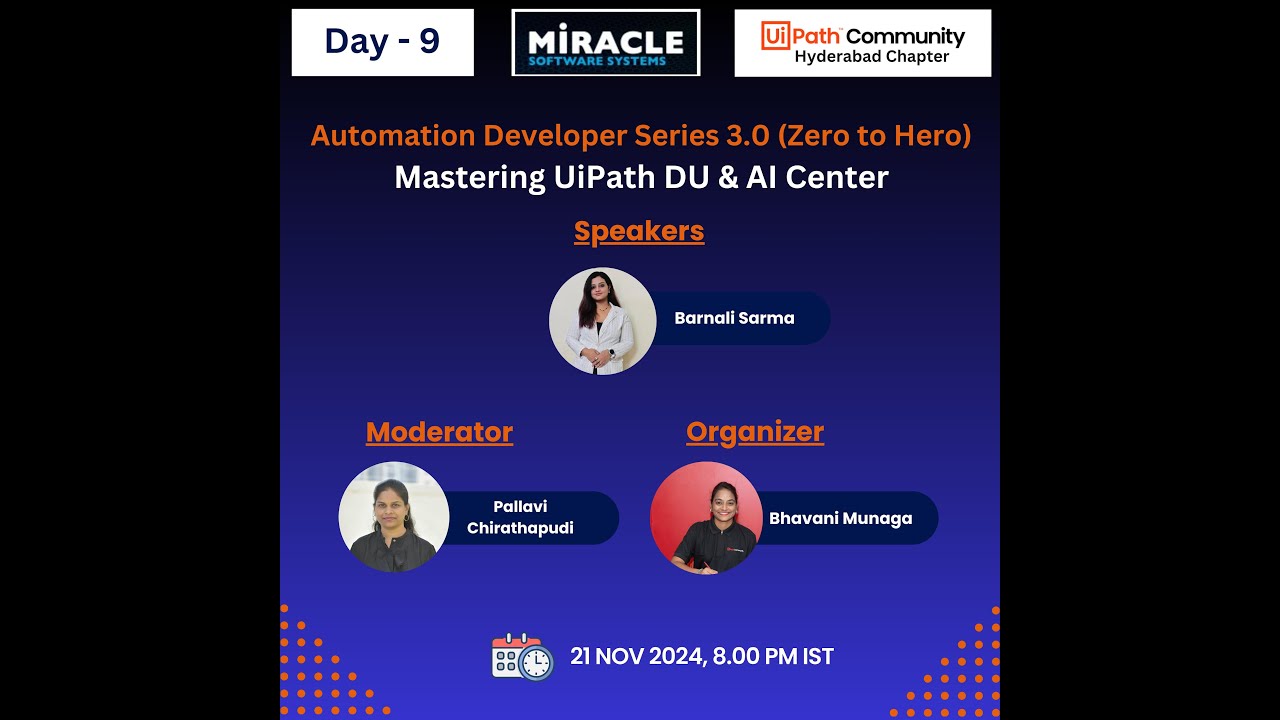 Automation Developer Series 3.0| Day9| DU & AI Center in UiPath| Barnali, Pallavi