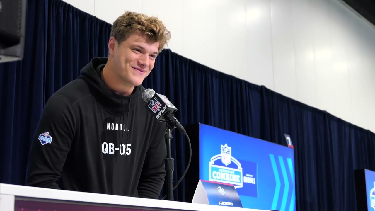 JJ McCarthy speaks at the NFL Combine: Michigan QB evaluates himself, talks NFL Draft future