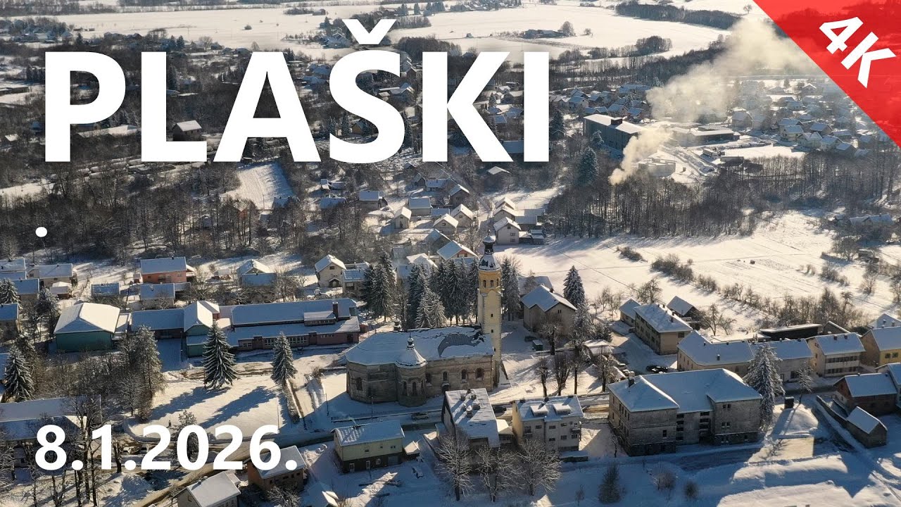 Pogled iz zraka na Latin, Plaški i okolicu (4K) ❄️☃️ #snijeg #4k
