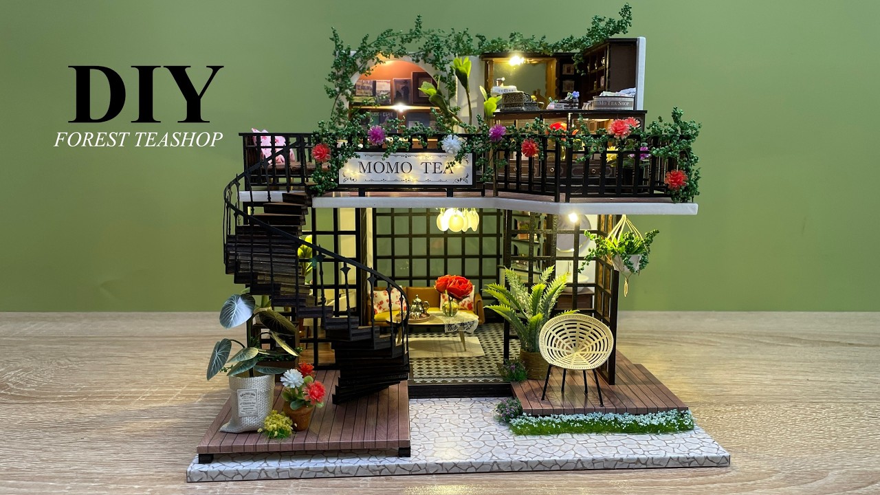 FOREST TEASHOP | DIY Miniature Dollhouse Crafts | Relaxing Satisfying Video
