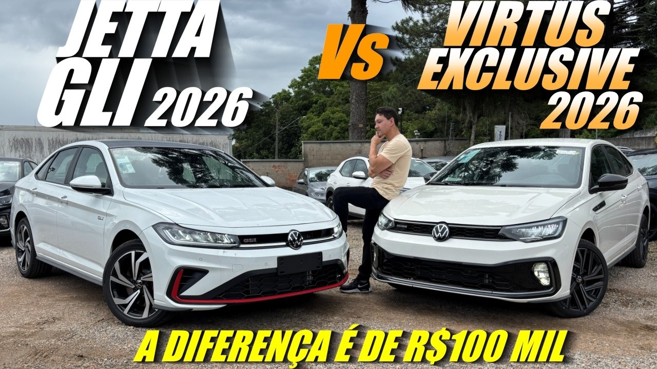 NOVO JETTA GLI 2026 vs NOVO VIRTUS EXCLUSIVE 2026 - A Diferença é de 100 mil reais. O que muda?