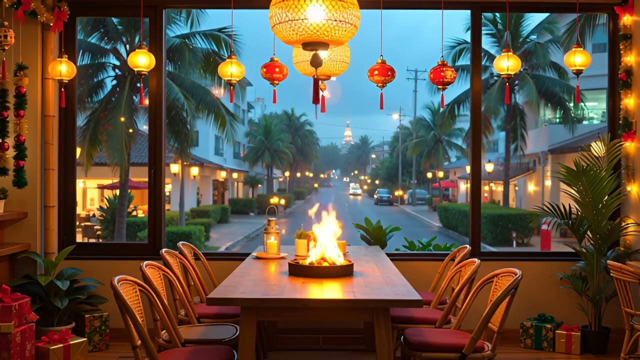 8 Hours Cozy Cebu Christmas Café Ambience 🌴 Warm Filipino Café Sounds, Soft Lights & Relaxing Hol
