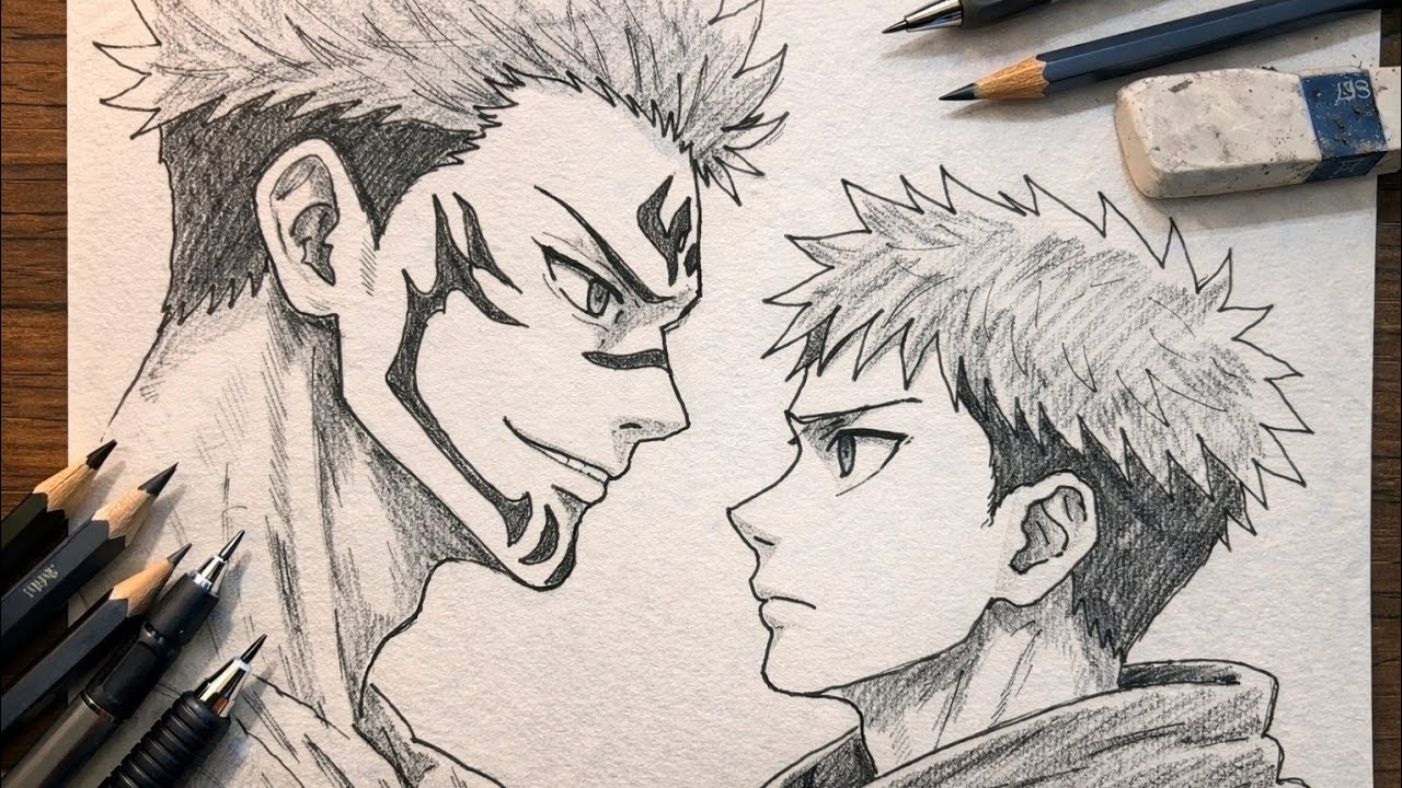 How to Draw Itadori vs Sukuna – Step-by-Step Anime Art Tutorial (Jujutsu Kaisen)