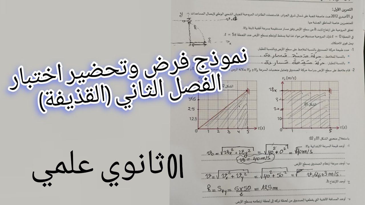 اقوى فرض اسطوري في الفيزياء (القذيفة )للسنة الاولى ثانوي علمي/القوى والحركات المنحنية 