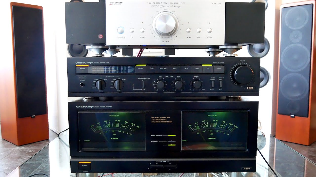 На Onkyo M-504 я протестировал 2 разных предусилителя (Onkyo P-304 и Advance Acoustic MPP-206)