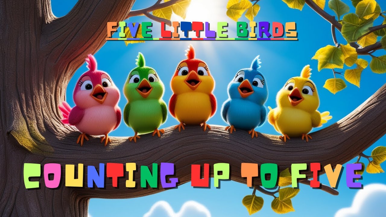 Five Little Birds Sitting in a Tree | Fun Toddler Counting Song | Kids Songs About Birds