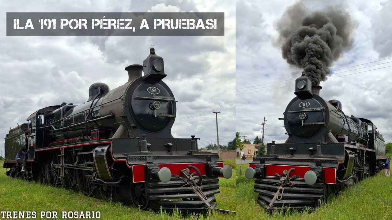 ¡HISTORIA PURA POR LAS VÍAS! LOCOMOTORA 191 DEL FCCA EN PÉREZ, LUEGO DE VARIOS AÑOS INACTIVA.