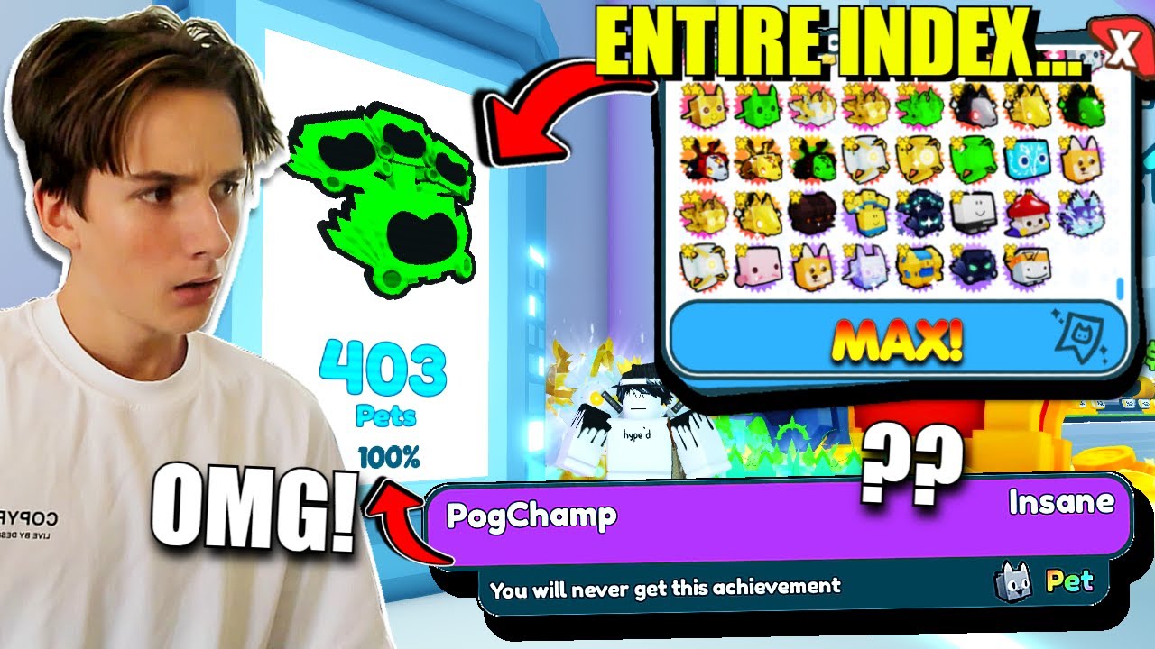 I COMPLETED THE ENTIRE PET INDEX... EVERY EXCLUSIVE AND MYTHICAL *WHATS THE REWARD?* IN PET SIM X!