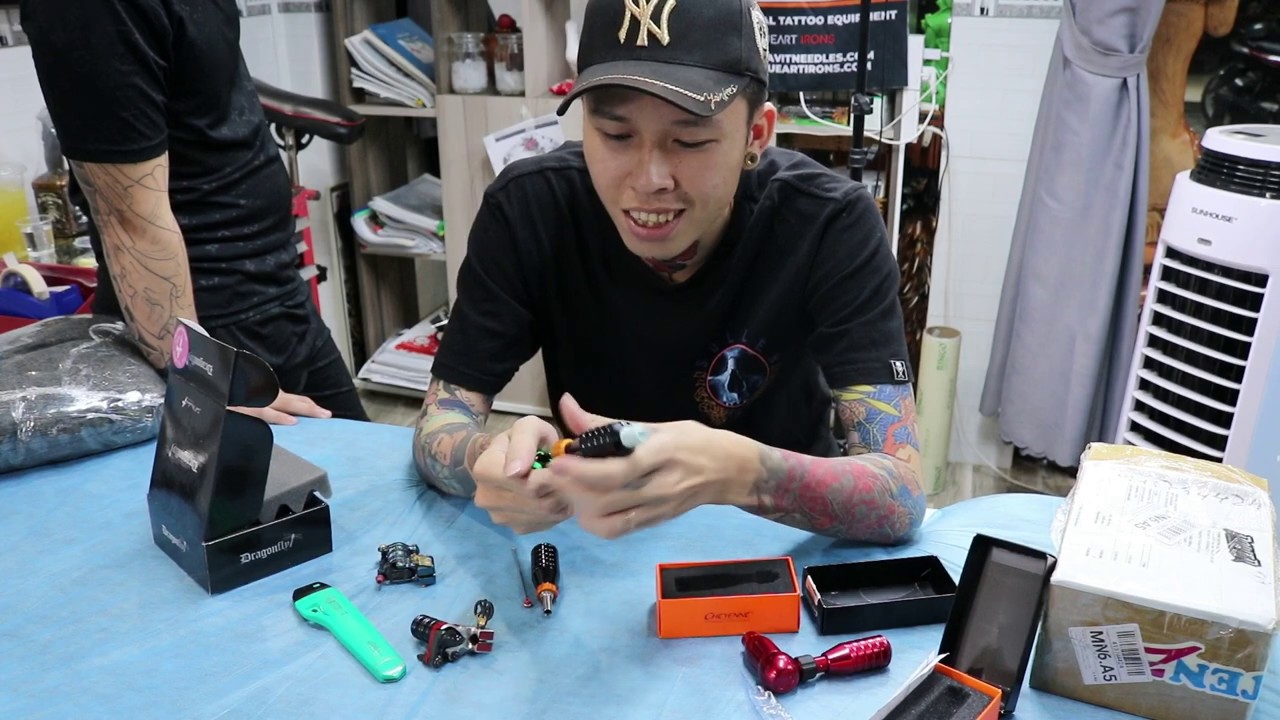 Đập Hộp Tay Cầm Máy Xăm Trị Giá 4 Triệu Đồng + Máy Xăm Dragonfly | Thanh Tattoo Long An |