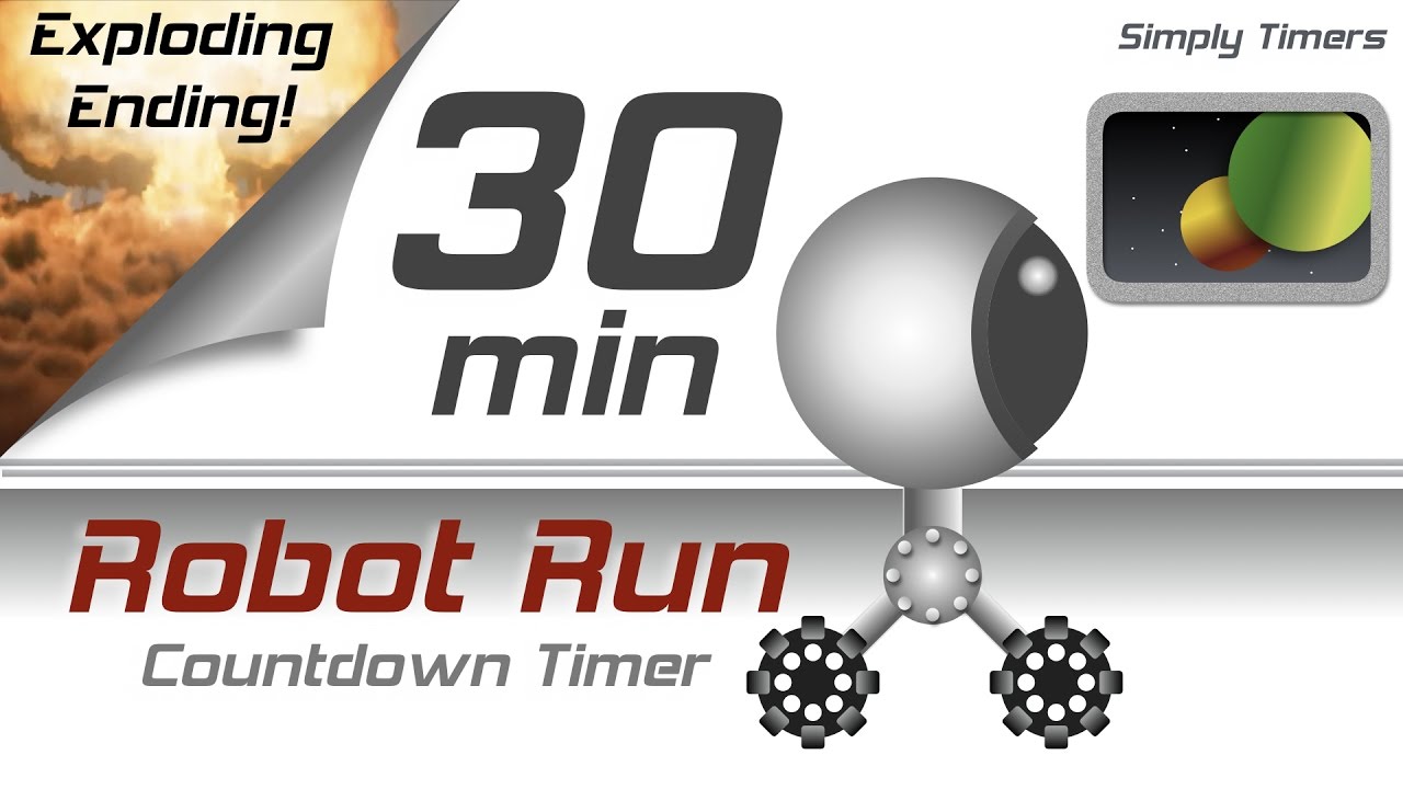 30 min racing robot countdown timer with exploding ending