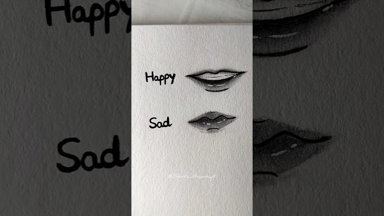 Как нарисовать грустные и счастливые губы #рисунок #эскиз #короткие #просто #легко #урок #искусство