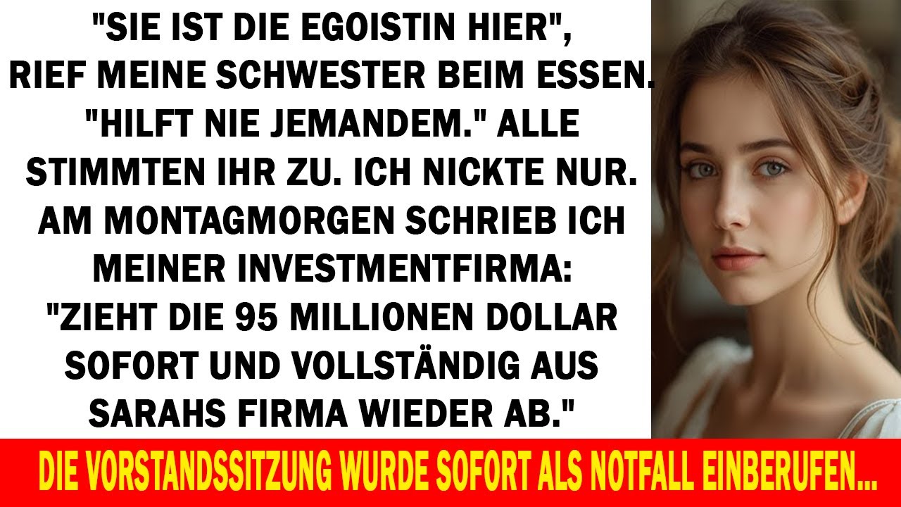 Meine Schwester nannte mich egoistisch – ohne zu ahnen, wer sie mit 95 Millionen finanzierte