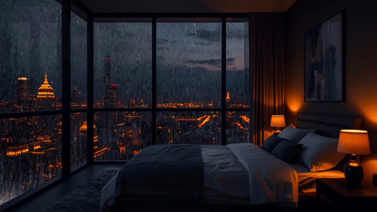 Instant Deep Sleep in a Cozy Rainy City Night 🌧️ Rain Sounds on Window for Insomnia & Stress Relief