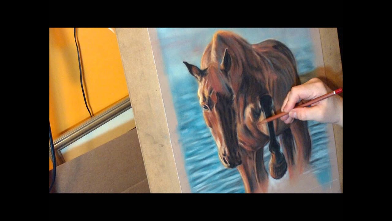 Fast drawing - The Chestnut Horse in soft pastels