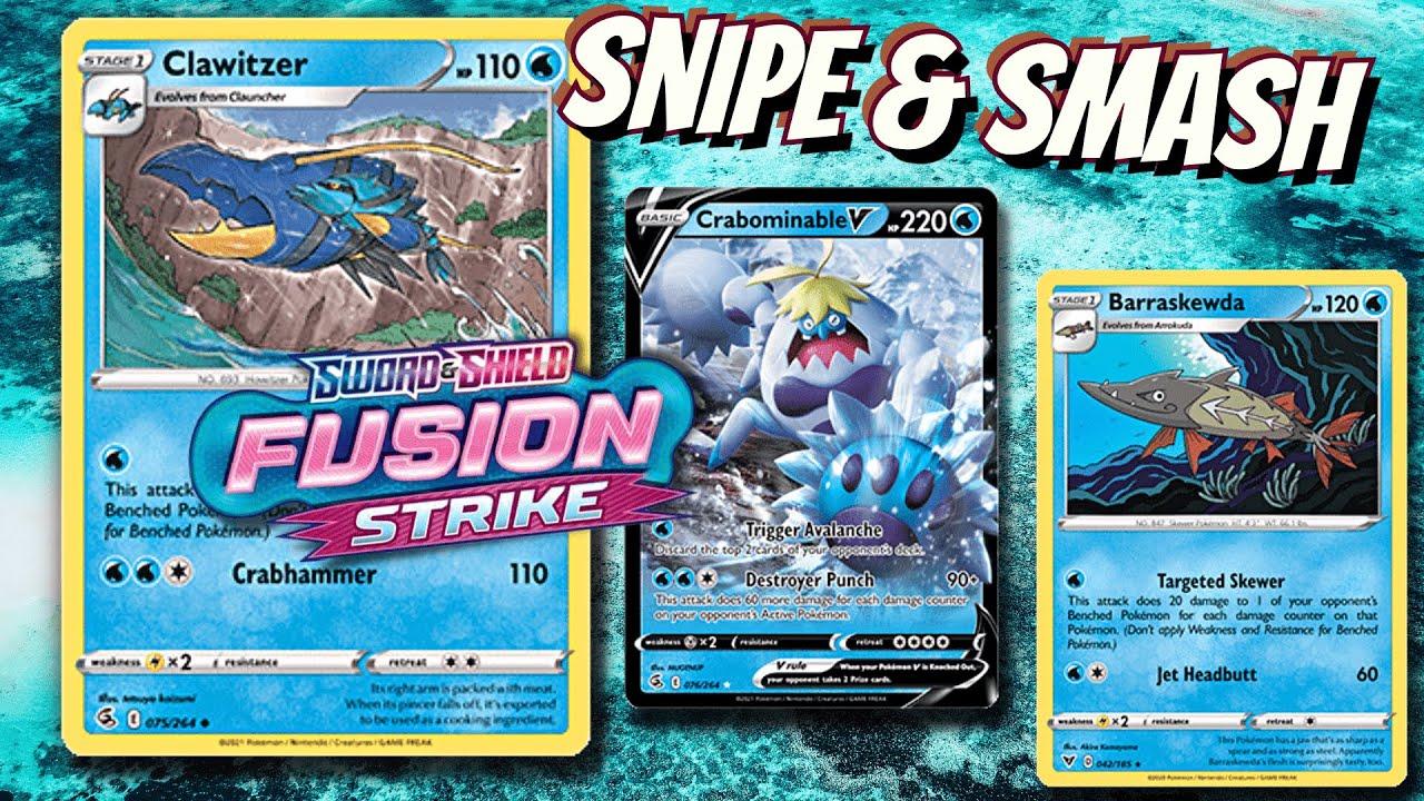 Clawitzer Deck Profile. 🦞☃️ W/ Crabominable V & Barraskewda. PTCGO Gameplay. Fusion Strike
