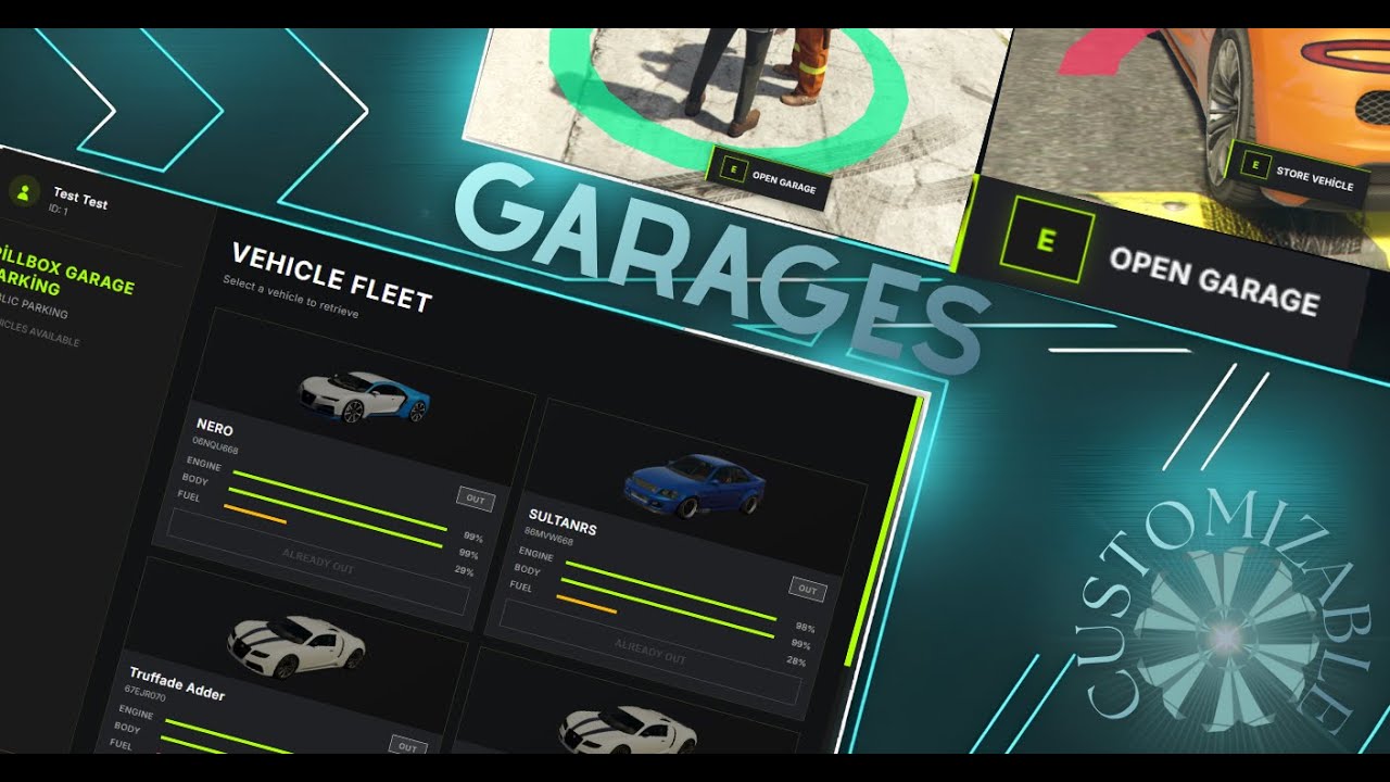 Parva Garages: Advanced FiveM Garage Script for QBCore & ESX | Vehicle Transfer Impound, Job Garages