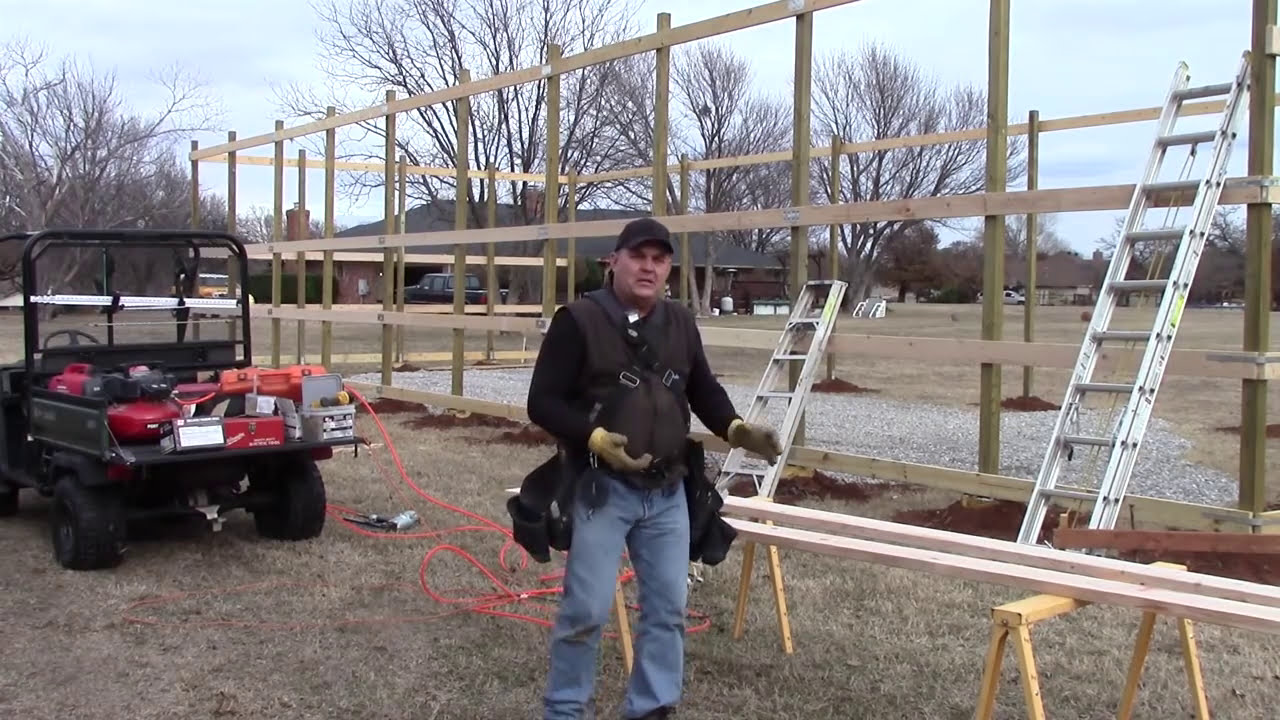 How to Build a Pole Barn - Installing sidewall purlins