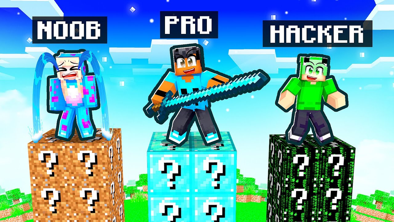Башня LUCKY BLOCK НУБ против ПРО против ХАКЕР в Minecraft