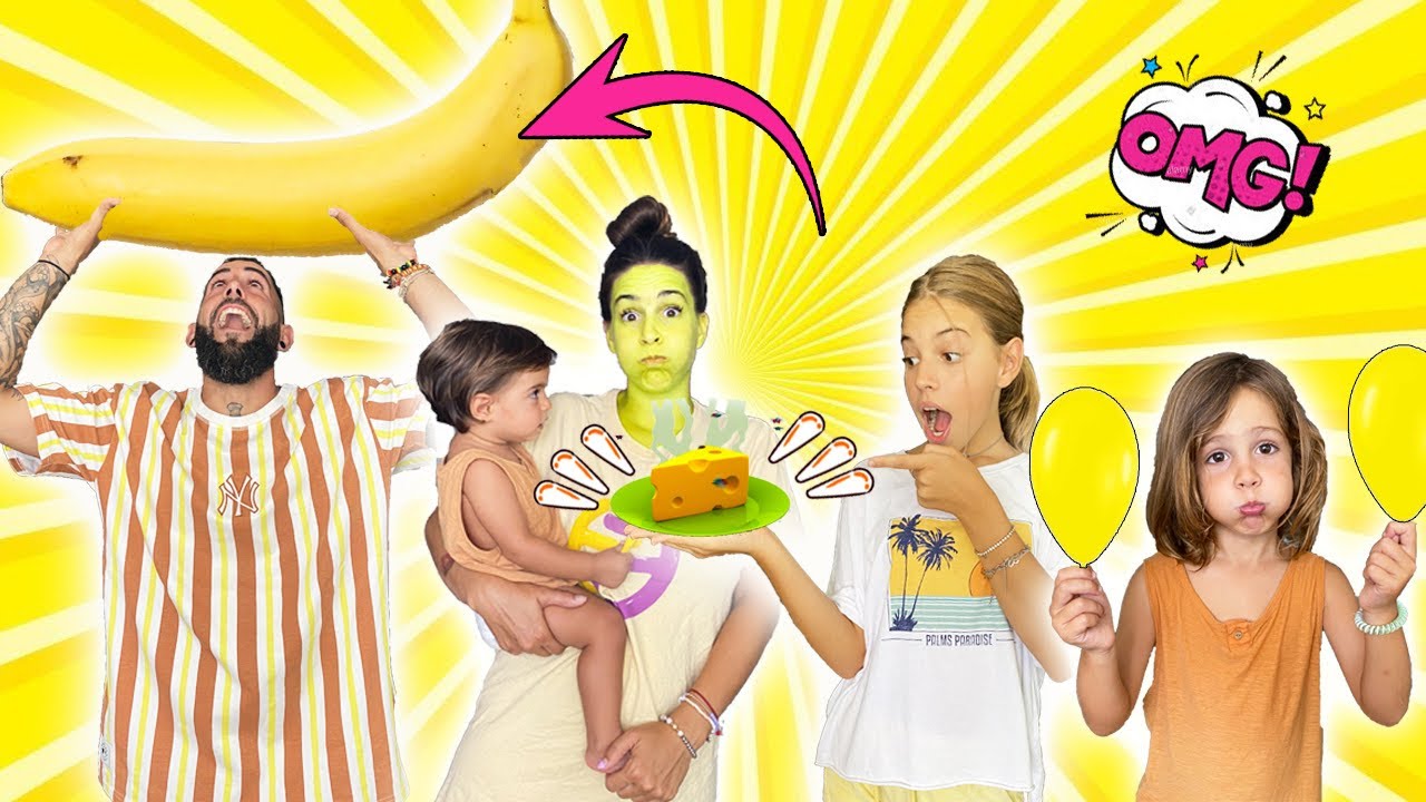 24 HORAS COMIENDO AMARILLO EN LA PLAYA | Familia Amiguindy