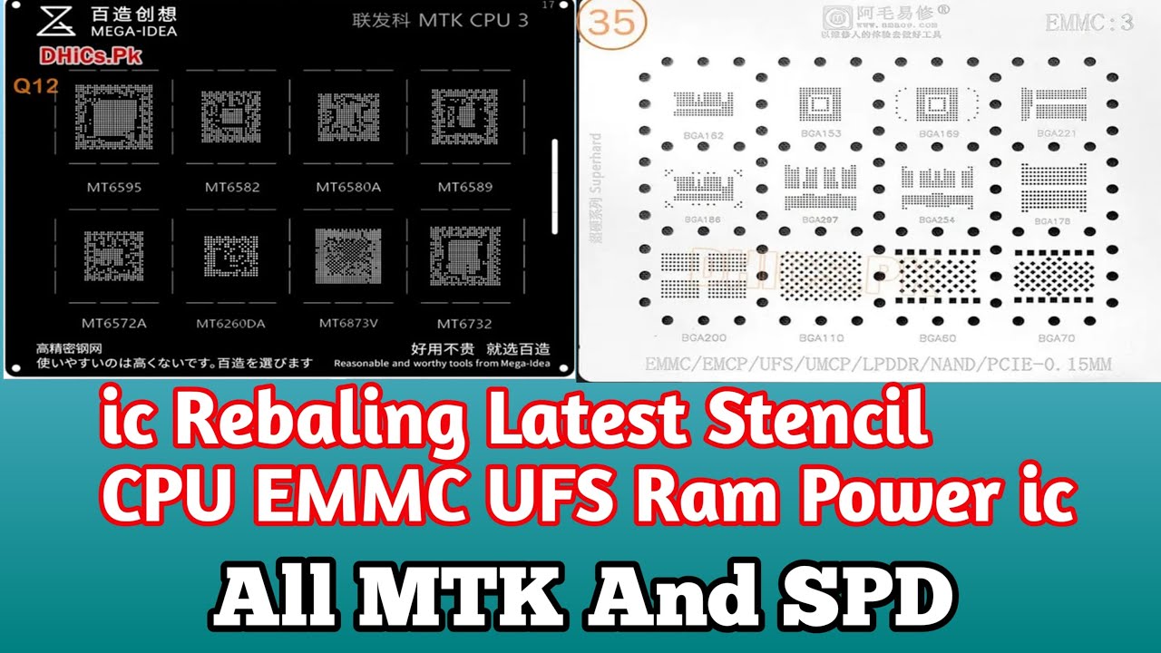 Letest Most Important 10 Stencil For Mobile ic Repairing CPU EMMC PM IC MTK SPD
